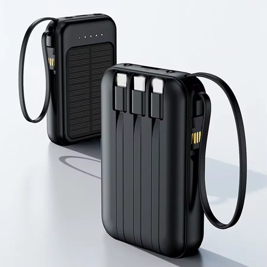 20,000mAh Solar Power Bank with Built-in Cables